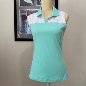PUMA Sleeveless Polo XS. Mint / white.